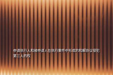 申請執(zhí)行人和被申請人在執(zhí)行案件中形成的和解協(xié)議侵犯第三人的權(quán)
