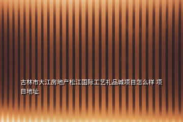 吉林市大江房地產(chǎn)松江國(guó)際工藝禮品城項(xiàng)目怎么樣 項(xiàng)目地址