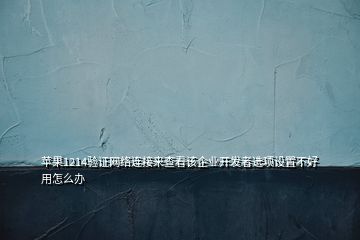蘋果1214驗證網(wǎng)絡連接來查看該企業(yè)開發(fā)者選項設置不好用怎么辦
