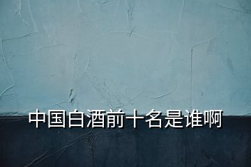 中國(guó)白酒前十名是誰啊
