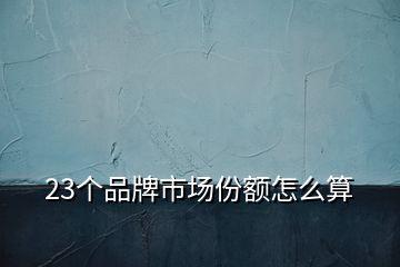 23個品牌市場份額怎么算