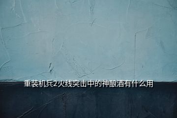 重裝機(jī)兵2火線突擊中的神釀酒有什么用