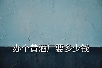 辦個黃酒廠要多少錢