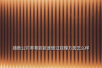 德勝公司哥哥姐姐誰做過規(guī)模方面怎么樣
