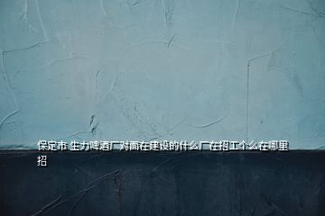 保定市 生力啤酒廠對面在建設(shè)的什么廠在招工個么在哪里招