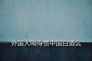 外國(guó)人喝得慣中國(guó)白酒么