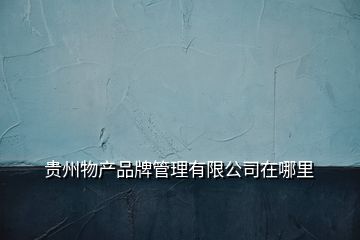 貴州物產品牌管理有限公司在哪里