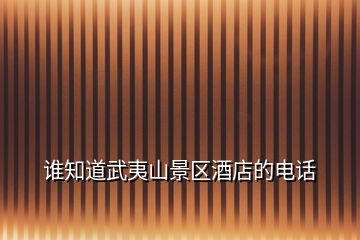 誰(shuí)知道武夷山景區(qū)酒店的電話