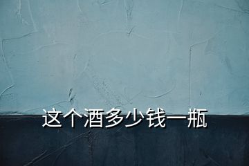 這個(gè)酒多少錢(qián)一瓶