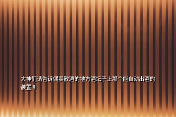 大神們請告訴偶賣散酒的地方酒壇子上那個(gè)能自動出酒的裝置叫