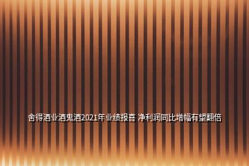舍得酒業(yè)酒鬼酒2021年業(yè)績(jī)報(bào)喜 凈利潤(rùn)同比增幅有望翻倍