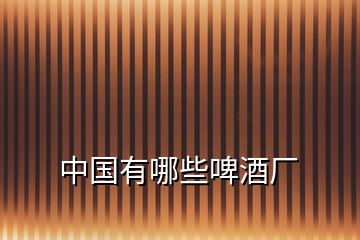 中國(guó)有哪些啤酒廠