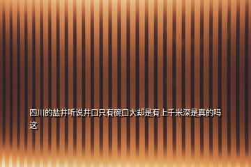四川的鹽井聽(tīng)說(shuō)井口只有碗口大卻是有上千米深是真的嗎這