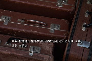 高粱酒 烤酒的程序步驟有沒(méi)哪位老哥知道的啊 從高粱到 出酒謝