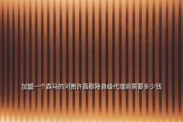 加盟一個森馬的河南許昌鄢陵縣級代理商需要多少錢