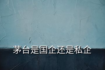 茅臺(tái)是國(guó)企還是私企