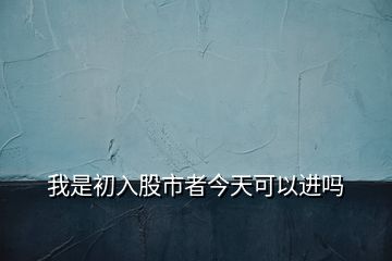 我是初入股市者今天可以進嗎