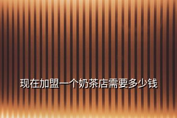 現(xiàn)在加盟一個奶茶店需要多少錢