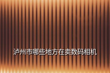 瀘州市哪些地方在賣數(shù)碼相機(jī)