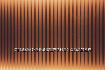 借問(wèn)酒家何處是牧童遙指杏花村是什么商品的名稱
