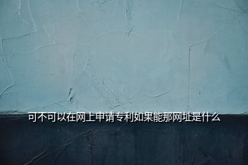 可不可以在網(wǎng)上申請(qǐng)專利如果能那網(wǎng)址是什么