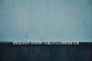 想知道深圳市 深圳的哪個(gè)鳳凰山可以讓游客燒香 在哪