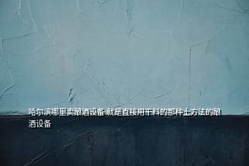 哈爾濱哪里賣釀酒設(shè)備 就是直接用干料的那種土方法的釀酒設(shè)備