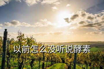 以前怎么沒聽說酵素