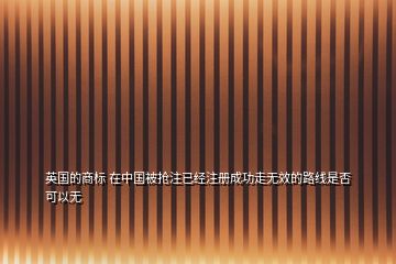 英國的商標(biāo) 在中國被搶注已經(jīng)注冊成功走無效的路線是否可以無