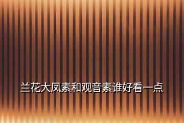 蘭花大鳳素和觀音素誰好看一點(diǎn)
