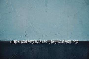 山東省聊城市東昌路159號位于聊城市哪個(gè)鎮(zhèn)