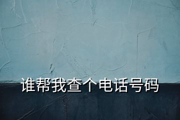 誰(shuí)幫我查個(gè)電話(huà)號(hào)碼