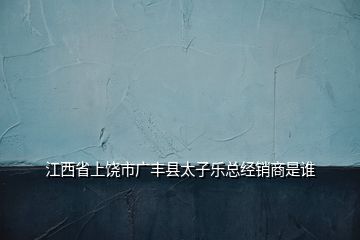 江西省上饒市廣豐縣太子樂總經(jīng)銷商是誰